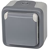 legrand 191504 Base De Enchufe Estanca Con Tapa Para Superficie- Gris